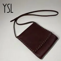 YSL イヴサンローラン ショルダーバッグ レザー ダークブラウン ヴィンテージ