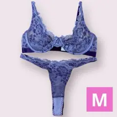 ブラジャー ショーツセット Mサイズ パープル セクシー レース tバッグ
