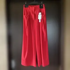 新品　赤 ワイドパンツ サイドポケット付き