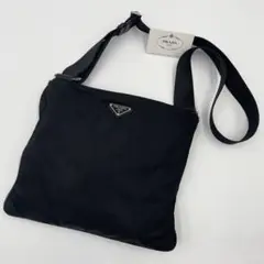 【格安 美品】プラダ ショルダーバッグ テスート ナイロン ブラック 三角ロゴ