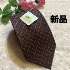 【新品】Colle zioni ブランド ネクタイ チェック柄 ワインレッド
