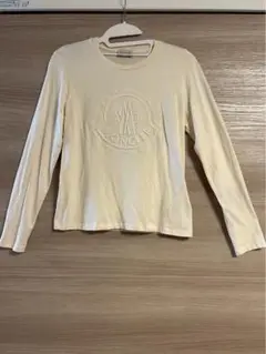 MONCLER ロゴ刺繍 長袖Tシャツ アイボリー