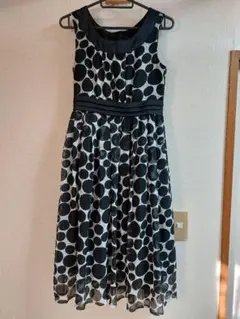 クリアインプレッション◆シフォンドット柄ワンピース◆黒×白