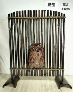 新品　竹細工　衝立　竹籠の掛け花入付き　和室　玄関　茶道具　インテリアオブジェ