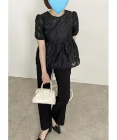 Palm Riche ジャガードブラウス Black