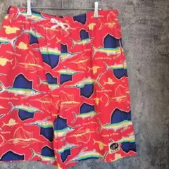 海外古着　カジキマグロ柄　ハーフパンツ　オーバーサイズ　個性的　ビンテージ古着