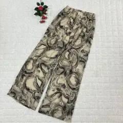 バブ ワイドパンツ M 38 マーブル模様 総柄