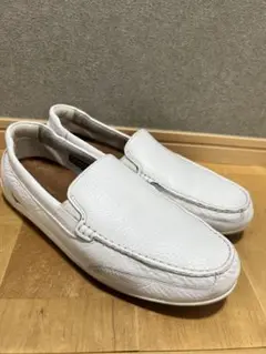ROCKPORT ホワイト モカシン　レザーシューズ 白 27cm メンズ