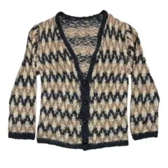50s 60s vintage モヘヤ モヘア カーディガン ベージュ 黒
