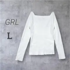 【GRL】スクエアネックリブニットトップス rut072 伸縮素材 レイヤード