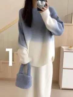 グラデーションカラー✨ゆったりニット❤️ラウンドネックプルオーバー　4色展開