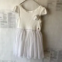【104㎝】PETIT BATEAU ホワイトフリル半袖ワンピース