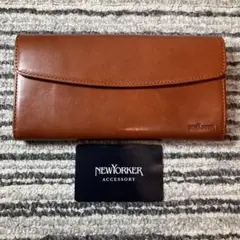 【未使用品】ニューヨーカー TATAMI かぶせ長財布 キャメル