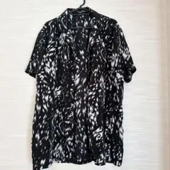SHEIN ブラック・ホワイト 半袖シャツ 柄シャツ アロハシャツ