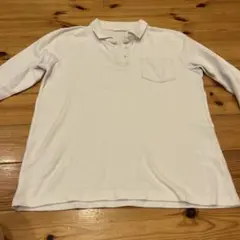 ホワイト 長袖 ポロシャツ 胸ポケット付き