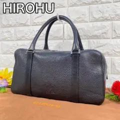 【極美品✨激レア】HIROHU ヒロフ ミニボストンバッグ 刻印ロゴ シボ革 黒