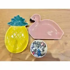 カラフル皿セット（パイナップル・フラミンゴ・ミッキー）