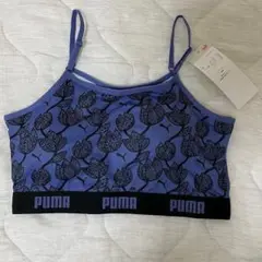【新品、PUMA】花柄スポーツブラ　パープル　Lサイズ　バスト８６～９４