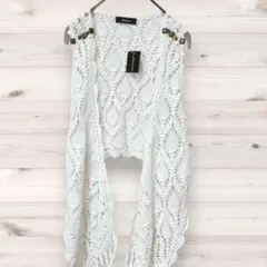 ♡ドスチ トップス ノースリーブ ベスト メッシュ オフホワイト 新品