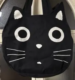 【人気レア商品】 猫 たまちゃんフェイスバッグ大 キャンパス生地 チャック付き