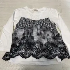 branshes ギンガムチェック トップス 90cm 長袖 レース 花 女の子
