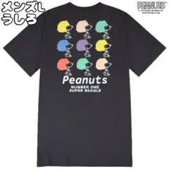 スヌーピー　アフロ　Tシャツ　半袖　メンズL　チャコール　バックプリント♪