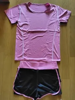 レディーススポーツウェア上下セット Lサイズ　ピンク/黒