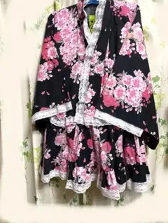 浴衣　姫　姫ギャル　ギャル　黒地にさくら