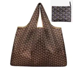 ●新品●大容量 エコバッグ L<茶色柄> 超軽量 コンパクト 便利 レジ袋