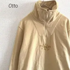 オットー Otto ハーフジップフリース パステルイエロー M フラワー刺繍