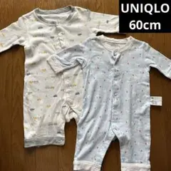 【UNIQLO】犬柄&車柄 60cm 長袖ロンパース