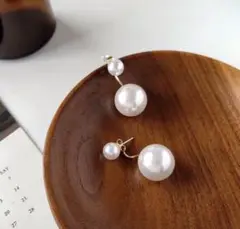 パールピアス 2way ロングピアス ゴールド 韓国 大粒 シンプル おしゃれ