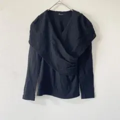 バトームーシュ【M】長袖Tシャツ/ビックカラー カシュクール 大人可愛い