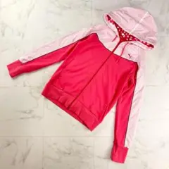 美品 PUMA ジップアップパーカー ドット柄 ピンク サイズL*OC1051