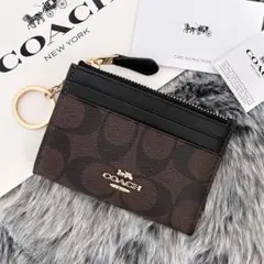 新品☆COACH(コーチ) ホワイト シグネチャー レザー コインケース