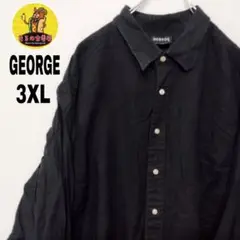 USA古着 GEORGE　長袖ボタンシャツ3XL　ブラック