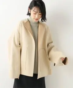 sale★AURALEE SUPER FINE MELTON ノーカラーブルゾン
