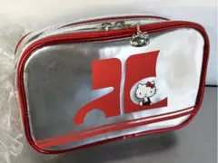 ハローキティ クレージュ メイクポーチ シルバー×赤