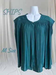 SHIPS ティールグリーン ノースリーブブラウス Mサイズ