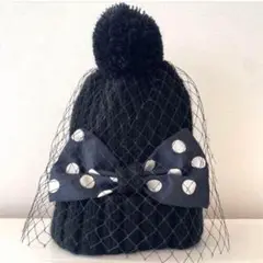 美品❤️ UNICA ニット帽 リボン キッズ 女の子 50cm チュール 帽子