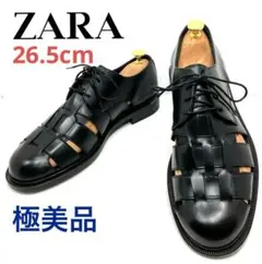 美品　ZARA 光沢仕上げ　プレーントゥ　ビジネスシューズ　26cm相当 美品 ZARA 光沢仕上げ プレーントゥ ビジネスシューズ 26cm相当