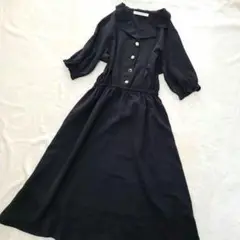 【美品】レイカズン　ロングワンピース ブラック　装飾ボタン　フォーマル　フレア