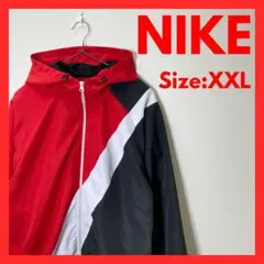 【美品】古着　NIKE　ナイロンジャケット　ユース　赤黒白　XXL