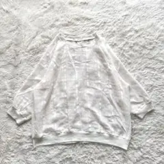 D2【ジーユー】シアートップス　カットソー　チェック柄　アイボリー　XL