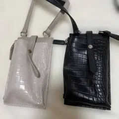 クロコダイル型押し スマホショルダーバッグ