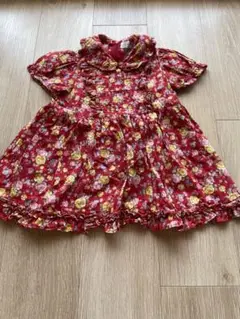 最終出品　レトロ　花柄ワンピース　90 赤