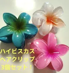 ハイビスカス プルメリア ヘアクリップ3個セット
