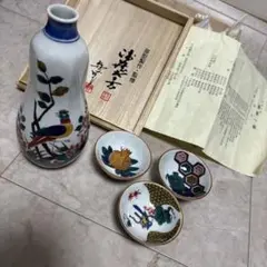 浅蔵五十吉造/浅蔵与成銘/共箱/色絵花鳥文飾皿　骨董品　美術品 7.5号花器 色絵椿寿 / 三代浅蔵五十吉