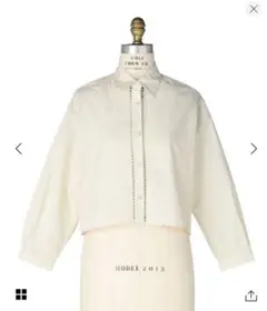 美品 23SS LORETTA CAPONI ロレッタカポーニ ドゥロワー取り扱い 半袖 比翼仕立て フリル ブラウス S ホワイト レディース 古着 中古 中古】美品 23SS LORETTA CAPONI ロレッタカポーニ ドゥロワー