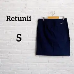 美品‼︎Retunii 【S】ネイビー ひざ丈ストレートスカート